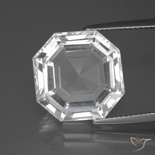 12.26ct طبيعي أبيض شفاف كوارتز, قص الزمرد, VVS-VS