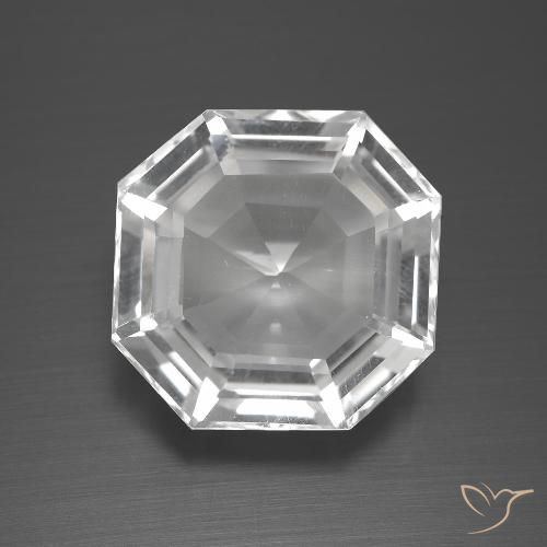 12.29ct طبيعي أبيض شفاف كوارتز, قص الزمرد, VVS-VS