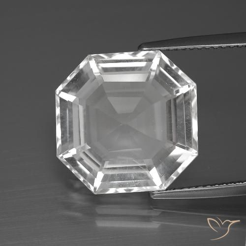 12.34ct طبيعي أبيض شفاف كوارتز, قص الزمرد, VVS