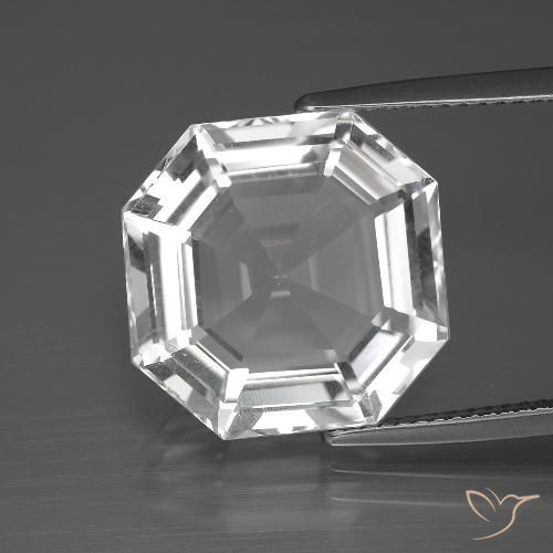 12.21ct طبيعي أبيض شفاف كوارتز, قص الزمرد, VVS