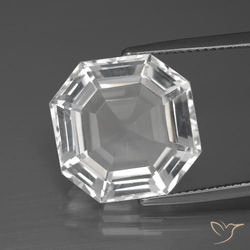 12.51ct طبيعي أبيض شفاف كوارتز, قص الزمرد, VVS
