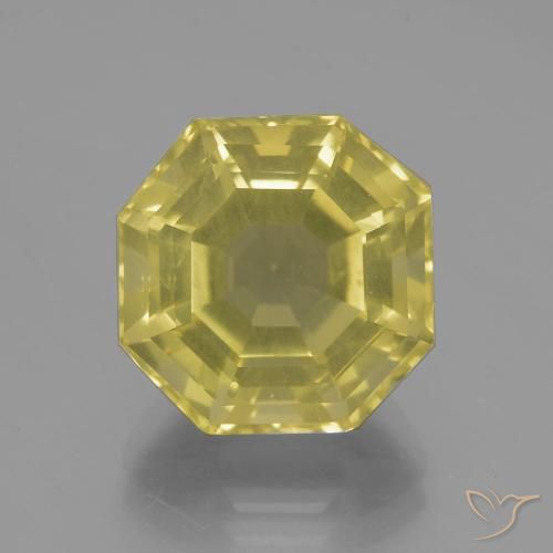 9.13ct طبيعي أصفر باهت كوارتز, قص الزمرد, VVS-VS