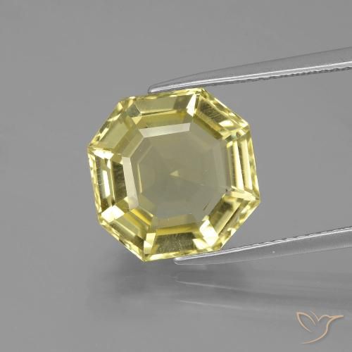 6.81ct طبيعي أصفر فاتح كوارتز, قص الزمرد, VVS-VS