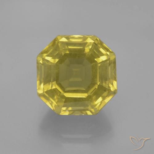 7.58ct طبيعي أصفر متوسط كوارتز, قص الزمرد, قليلا جدا