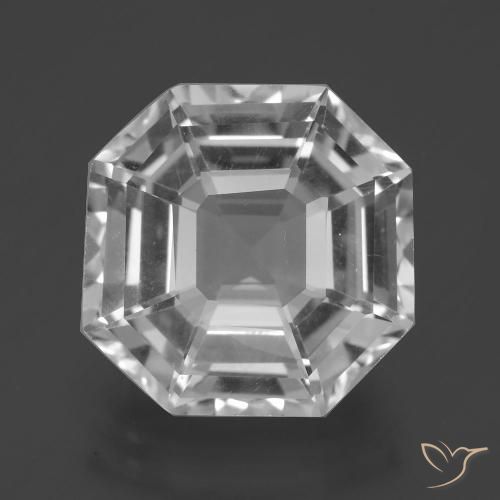 11.33ct طبيعي أبيض شفاف كوارتز, قص الزمرد, VVS