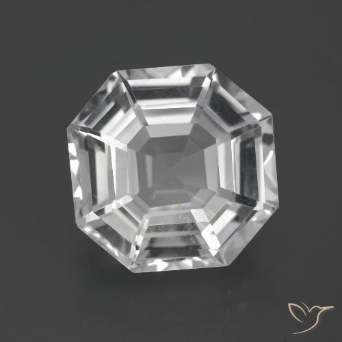 9.73ct طبيعي أبيض شفاف كوارتز, قص الزمرد, VVS-VS