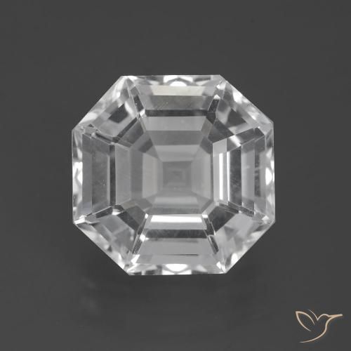 9.63ct طبيعي أبيض شفاف كوارتز, قص الزمرد, VVS-VS