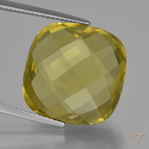 25.94ct طبيعي أصفر فاتح كوارتز, وسادة, VVS-VS