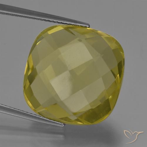 27.19ct طبيعي أصفر فاتح كوارتز, وسادة, VVS-VS