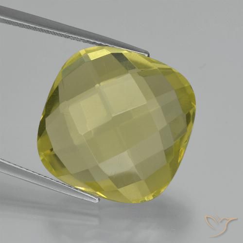 27.42ct طبيعي أصفر فاتح كوارتز, وسادة, VVS-VS