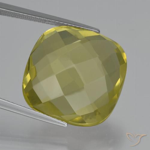 27.26ct طبيعي أصفر فاتح كوارتز, وسادة, VVS-VS