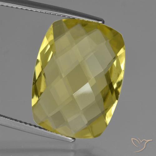 15.08ct طبيعي أصفر فاتح-متوسط كوارتز, وسادة, VVS