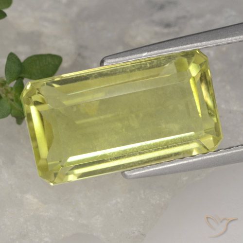 5.63ct طبيعي أصفر فاتح كوارتز, قص الزمرد, قليلا جدا