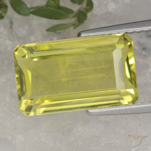 4.46ct طبيعي أصفر أناناسى فاتح كوارتز, قص الزمرد, VVS-VS