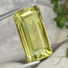 كوارتز أصفر أخضر طبيعي، ثمانى / قصة زمرد، 8.34 قيراط، VVS-VS
