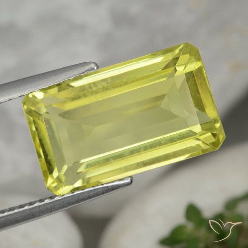 6.90ct طبيعي الأصفر الليمونى كوارتز, قص الزمرد, VVS-VS
