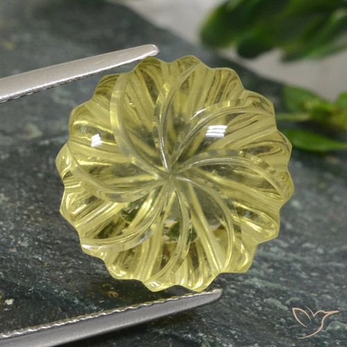 12.61ct طبيعي أصفر لاجونا كوارتز, قص وردة, شفاف