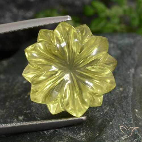 12.77ct طبيعي أصفر فاتح كوارتز, قص وردة, شفاف