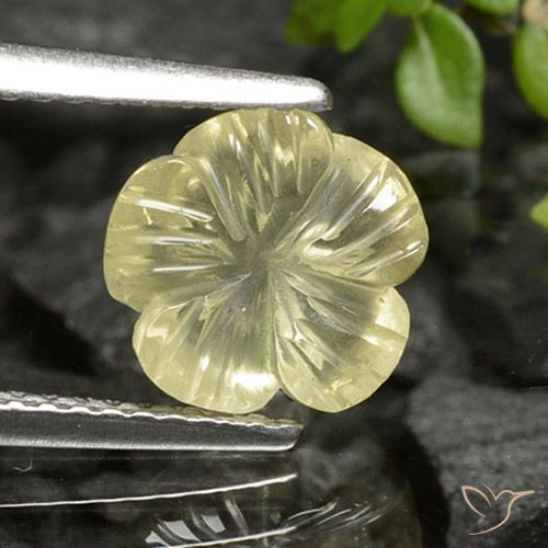 2.26ct طبيعي أصفر كريمى باهت كوارتز, قص وردة, شفاف