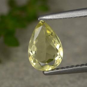 كوارتز طبيعي بلون ليموني، وزن ‎0.84‎ قيراط، شكل شكل الكمثرى، مقاس ‎8.6x5.8‎ مم