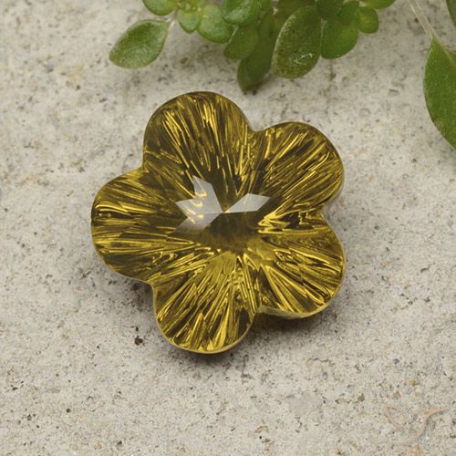 6.05ct طبيعي ذهبى متوسط كوارتز, قص وردة, شفاف