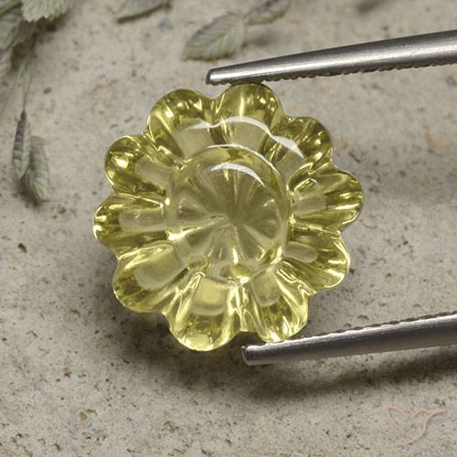 6.19ct طبيعي أصفر باهت كوارتز, قص وردة, شفاف