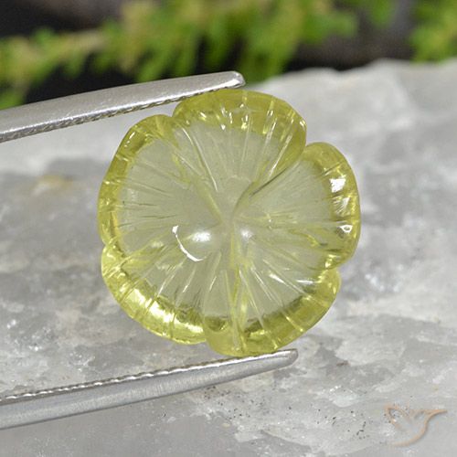 7.37ct طبيعي الأصفر الليمونى كوارتز, قص وردة, شفاف