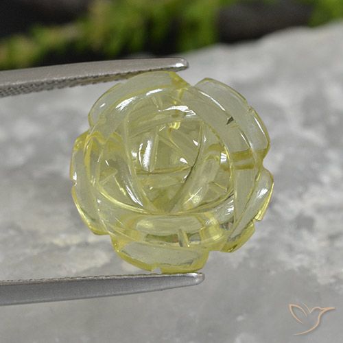 11.38ct طبيعي أصفر أناناسى فاتح كوارتز, قص وردة, شفاف