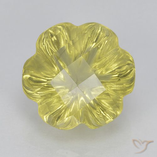 3.67ct طبيعي أصفر فاتح كوارتز, قص وردة, شفاف