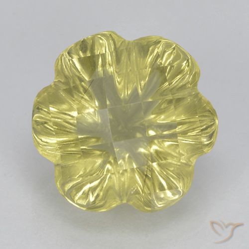 3.04ct طبيعي أصفر فاتح كوارتز, قص وردة, شفاف