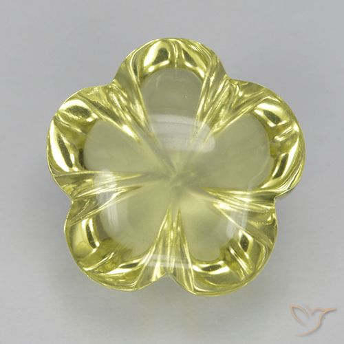 5.28ct طبيعي أصفر مخضر كوارتز, قص وردة, شفاف