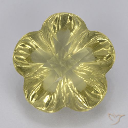 3.23ct طبيعي أصفر فاتح كوارتز, قص وردة, شفاف