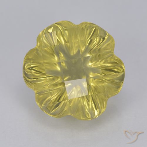 3.55ct طبيعي أصفر-ذهبى فاتح كوارتز, قص وردة, شفاف