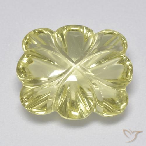 6.87ct طبيعي أصفر مخضر فاتح كوارتز, قص وردة, شفاف