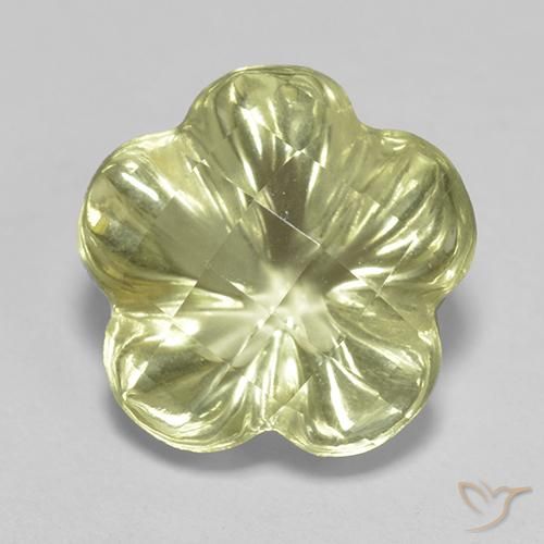 3.42ct طبيعي أصفر فاتح كوارتز, قص وردة, شفاف
