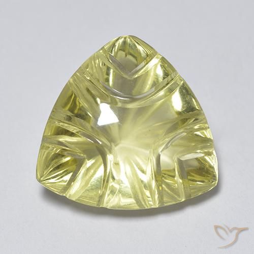 6.45ct طبيعي أصفر فاتح كوارتز, مثلثى, شفاف