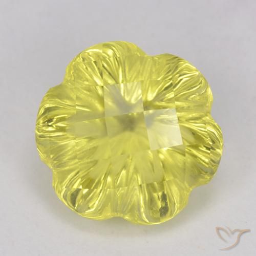 3.29ct طبيعي أصفر فاتح كوارتز, قص وردة, شفاف