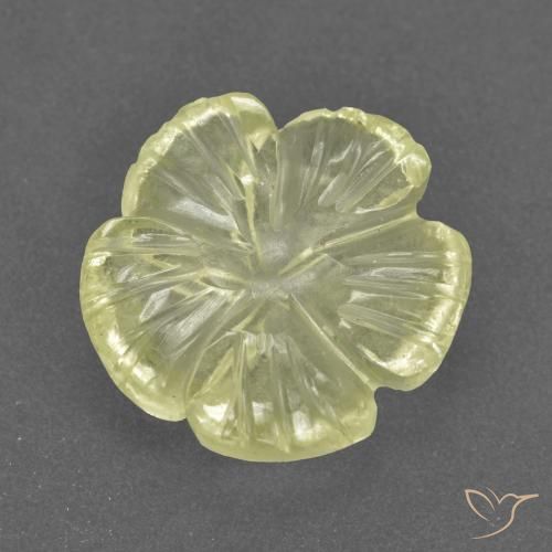 3.31ct طبيعي أصفر فاتح-متوسط كوارتز, قص وردة, شفاف