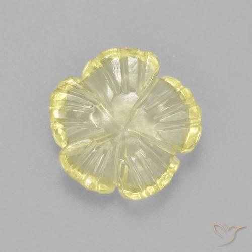 1.85ct طبيعي أصفر فاتح كوارتز, قص وردة, شفاف