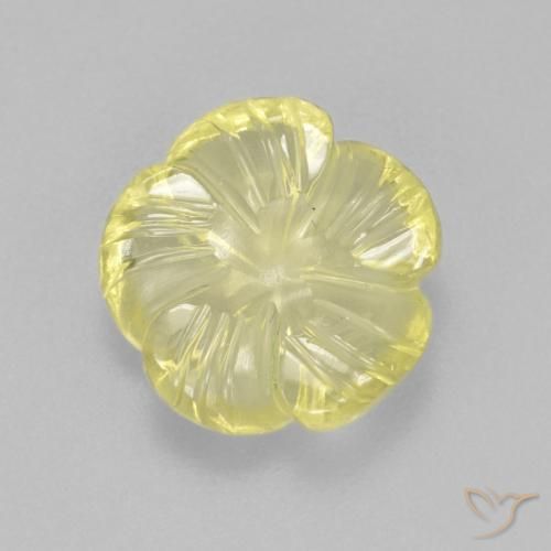 3.36ct طبيعي أصفر فاتح كوارتز, قص وردة, شفاف