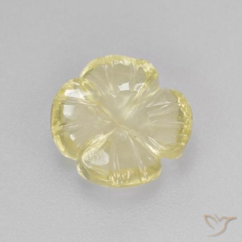 2.31ct طبيعي أصفر مخضر فاتح كوارتز, قص وردة, شفاف