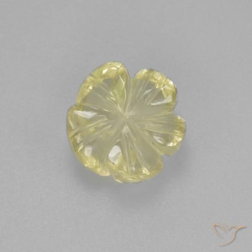 1.96ct طبيعي أصفر مخضر فاتح كوارتز, قص وردة, شفاف