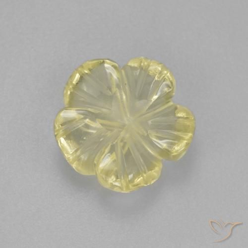 2.21ct طبيعي أصفر مخضر فاتح كوارتز, قص وردة, شفاف