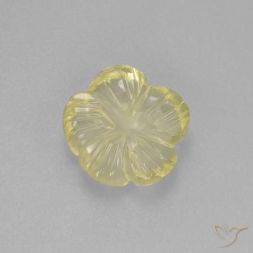 1.56ct طبيعي أصفر مخضر فاتح كوارتز, قص وردة, شفاف