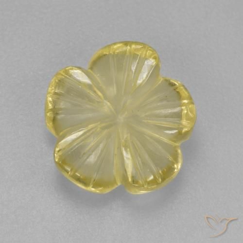 2.21ct طبيعي أصفر مخضر فاتح كوارتز, قص وردة, شفاف