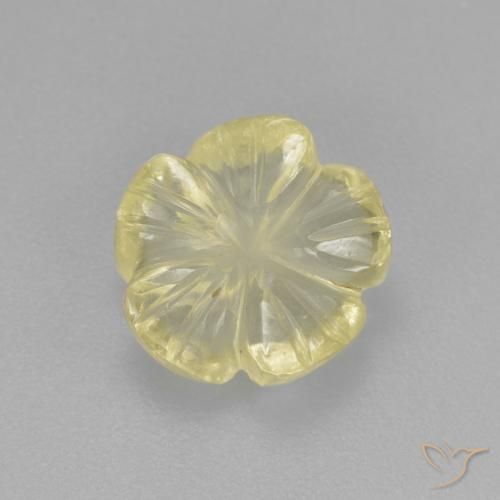 2.37ct طبيعي أصفر مخضر فاتح كوارتز, قص وردة, شفاف