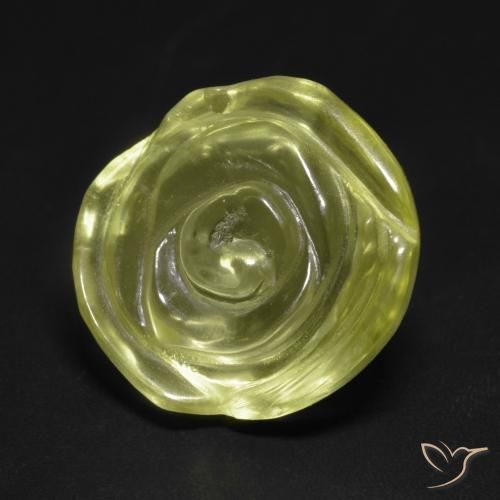 12.59ct طبيعي أصفر فاتح كوارتز, قص وردة, شفاف