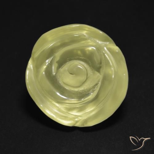 13.05ct طبيعي أصفر مخضر فاتح كوارتز, قص وردة, شفاف
