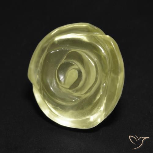 11.54ct طبيعي أصفر مخضر فاتح كوارتز, قص وردة, شفاف