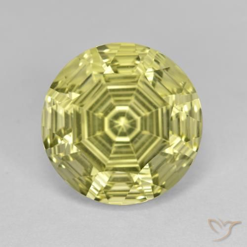 6.41ct طبيعي أصفر مخضر كوارتز, دائري, VVS